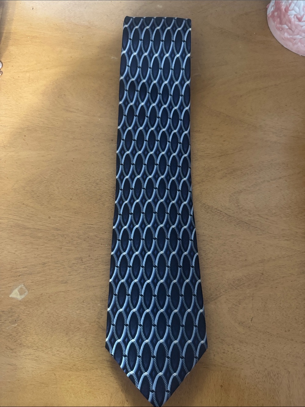 Stafford Navy Blue Geometric Oval Tie
